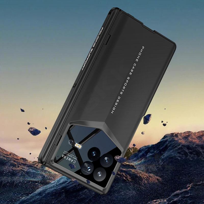Luxury Business Plating Fold Case for Xiaomi Mix Fold 4 Black Gray Magnetic Stand Hinge Outer Glass All-included Plastic Shockproof Protect Cover