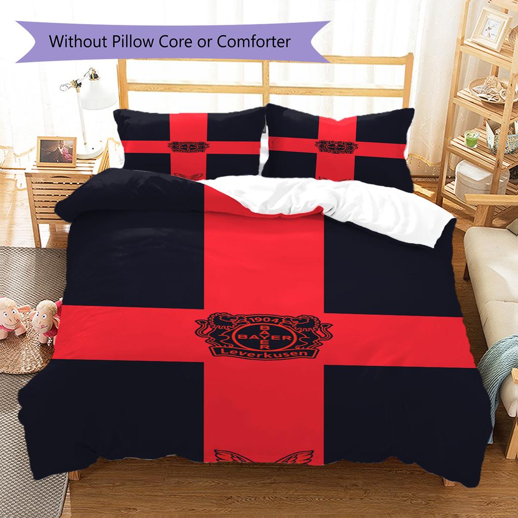 Bayer Leverkusen Pattern Bedding Set Quilt Cover Pillowcase Home Decor Gift (1 * Duvet Cover + 2 * Pillowcase, Without Core)