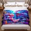 Axolotl Theme Soft Blanket Personalized Custom Name Text Print Warm Blanket Home Sofa Bedroom Decor