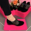 Mesh Breathable Summer Rhinestone Single Shoes Suede Hollow New Soft-soled Leather Shoes Sandals