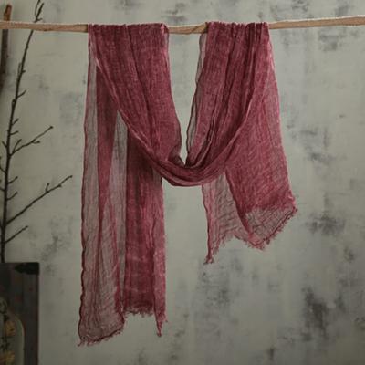 Sciarpa di Lino a Trama Naturale Giapponese Unisex Pieghettata con Bordo Frastagliato Sciarpa Decorativa in Cotone e Lino Scialle Estivo per Protezione Solare