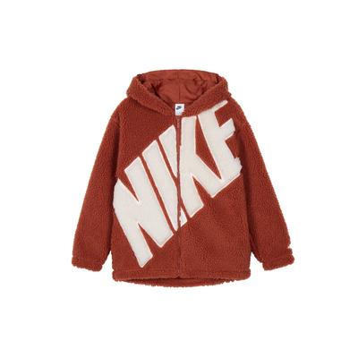 Sportswear FW23 Alphabet Fleecejacke mit Kapuze und Reißverschluss für Damen, Oberbekleidung, Rot, FB8696-832