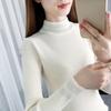 Camisa negra básica, camisa de punto de manga larga para mujer, primavera y otoño, suéter ajustado y adelgazante de cuello medio alto para otoño e invierno.