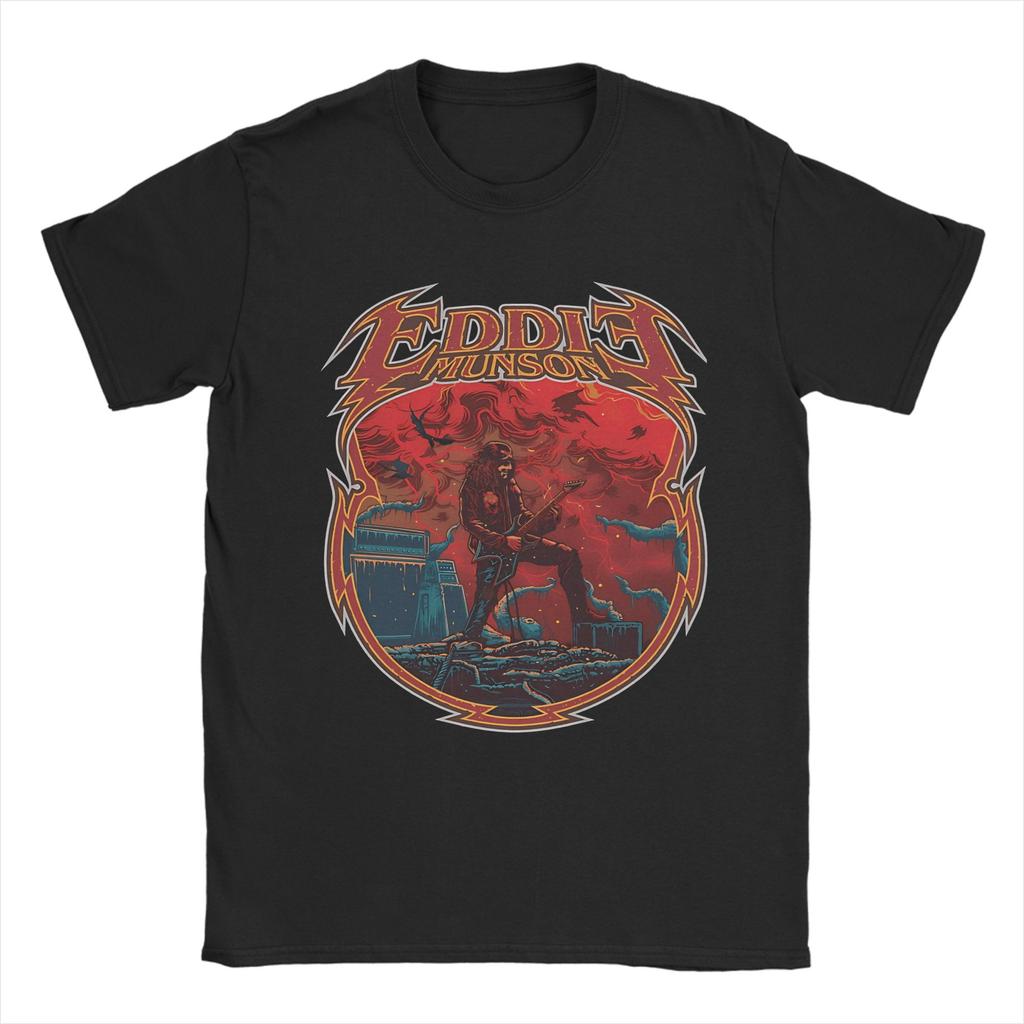Men T-Shirt Eddie Munson Master of the Upside Down Guitar Horror TV Fashion Pure Cotton Tees Short Sleeve T Shirts O Neck Tops
