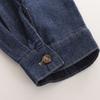 Shop   Women Ripple Collar Neck Button Open Belted Denim Long Sleeve Long Dress 