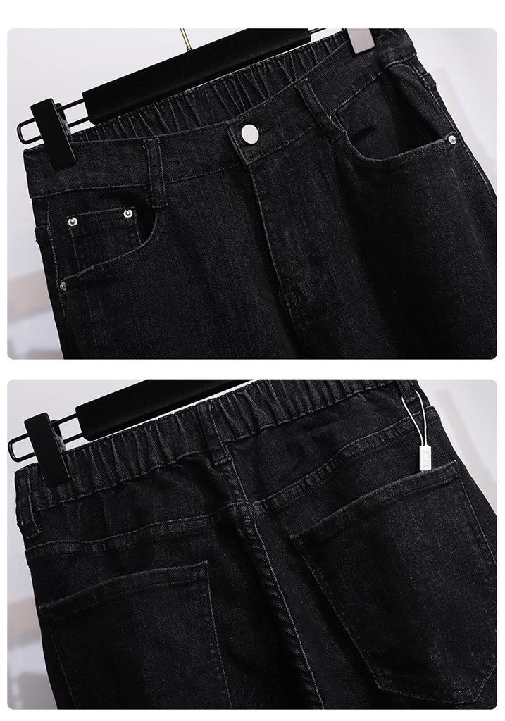 Plus Size High Waist Denim Slimming Dad Pants - Casual and Loose Fit for Women
