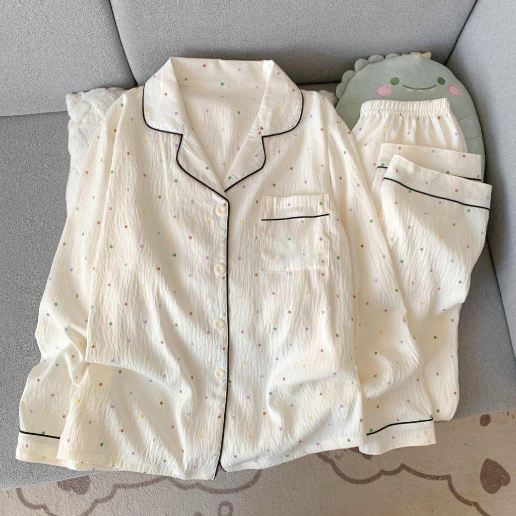 2025 Frühling/Herbst Niedliches Wolken-Baumwoll-Pyjama-Set für Mädchen - Langarm & Hose, Tragbar im Freien