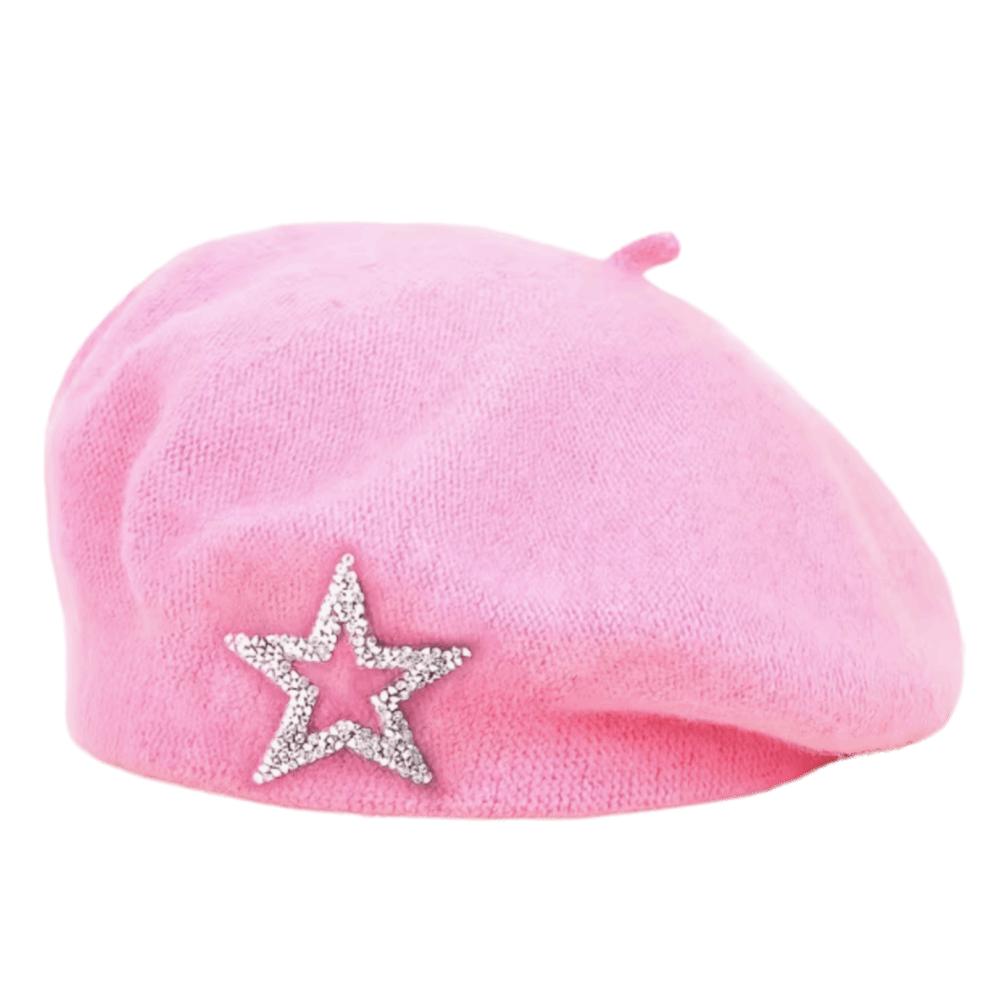 Five-Pointed Star Knitted Painter Hat Soft Beanie Cap Streetwear Wool Beret Autumn