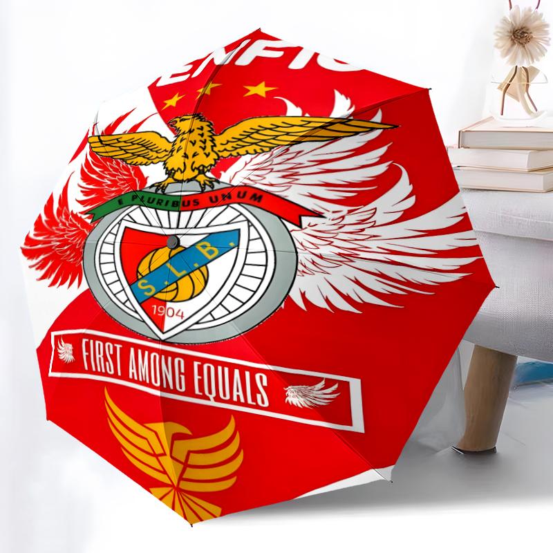 Benfica FC Fashionable Automatic Opening/Closing Folding Umbrella. Portable and Foldable, Ideal for Gift, Travel, and Daily Use.