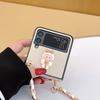 Cute Cartoon 3d Girl Phone Case For Samsung Galaxy Z Flip 3 5g Pu Leather Hard Pc Cover With Crossbody Chain