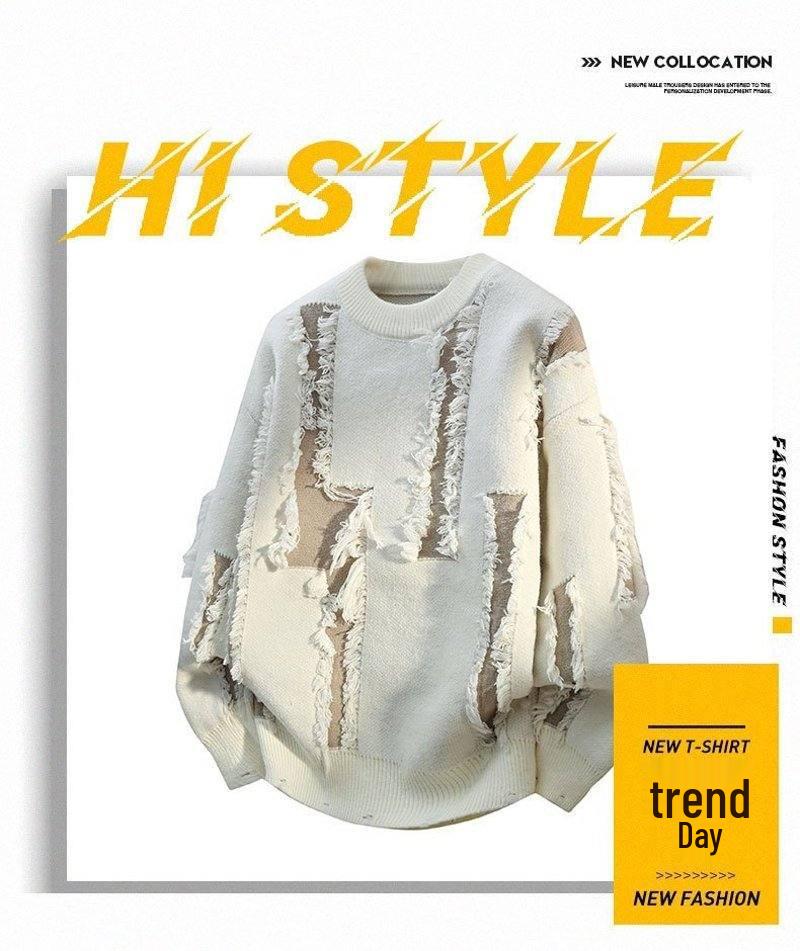 Suéter de punto suelto para hombre - Nuevo Otoño/Invierno 2025 Estilo de cuello redondo