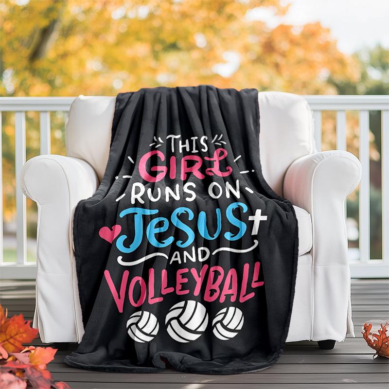 Volleyball Theme Printed Blanket - Perfect for Couch, Bed, Travel & Outdoor Use | Machine Washable, Cozy & Durable.