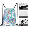 Custom Hatsunes Anime Mikus Drawstring Backpack Sports Gym Bag for Women Men Manga Training Sackpack
