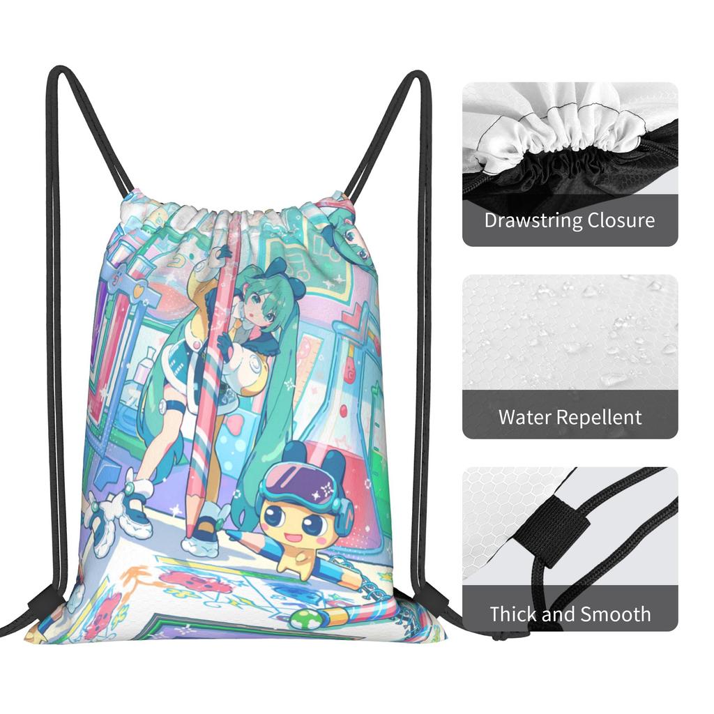 Custom Hatsunes Anime Mikus Drawstring Backpack Sports Gym Bag for Women Men Manga Training Sackpack