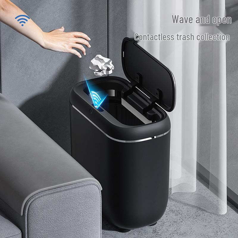 Crevice Smart Induction Trash Can: Multi-Scene, Low-Noise, Slow-Close, Waterproof, Odor-Proof Trash Bin.