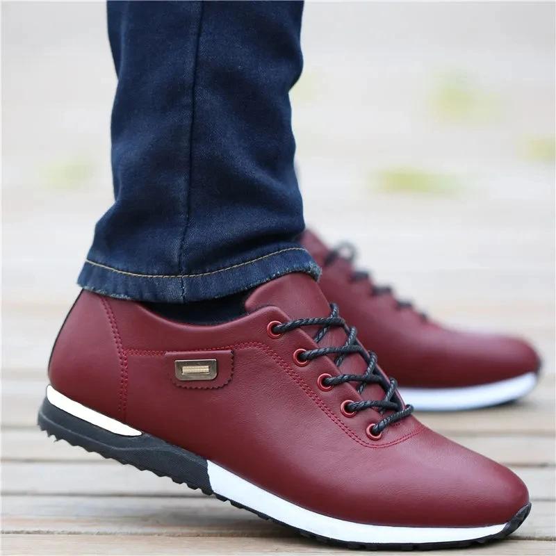 Mode 2025 Stilvolle Jungen Weiße PU-Schuhe Mode Freizeit Übergröße Herren PU-Sneaker Verschleißfest Rutschfest Herren Sneaker
