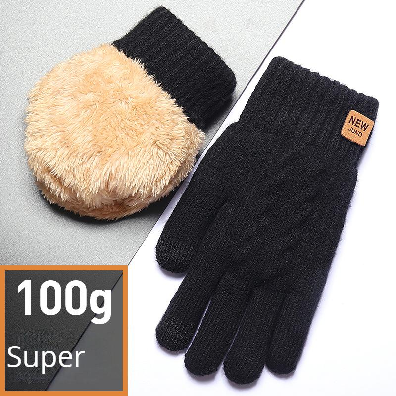 Gloves Men's Wool Knitted Handsome Cycling High-end Warm Plus Velvet Thick Winter Touch Screen Gloves