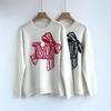 Women's Soft Wool Cashmere Knit Sweater - MAX Letter Bow Round Neck Pullover