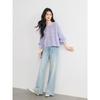 Women's French Romantic Lavender Hollow Knit Sweater