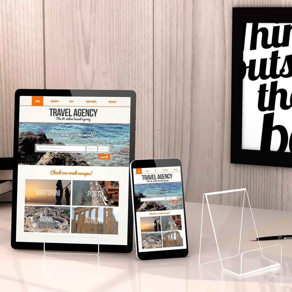 6Pc Acrylic Book Display Stand Clear Easel with Ledge Tablet Holder for Displaying Books, Pictures, Notebooks, CDs, Artworks,etc