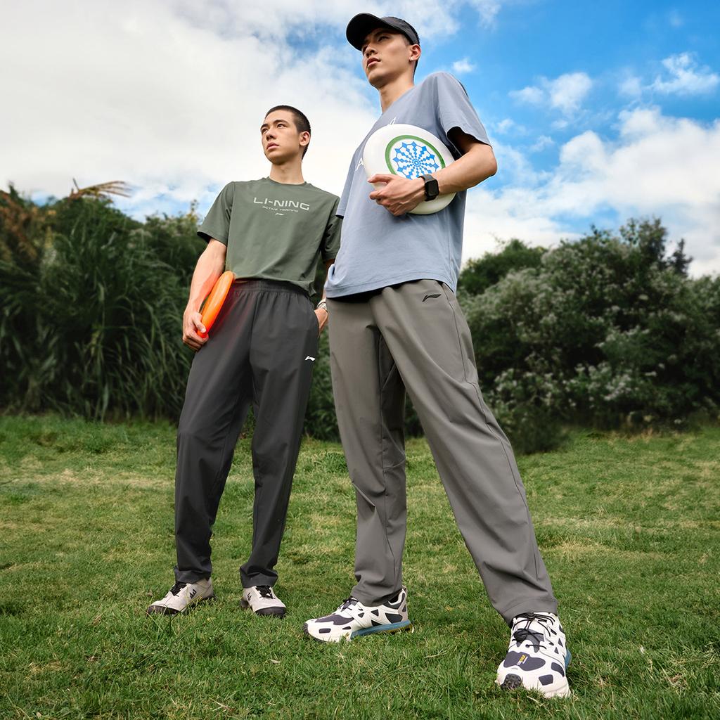 Li-Ning Simple Solid Color Casual UV Protection Quick-Dry Comfortable Straight-Leg Pants Men Pants Black AKLU689-3