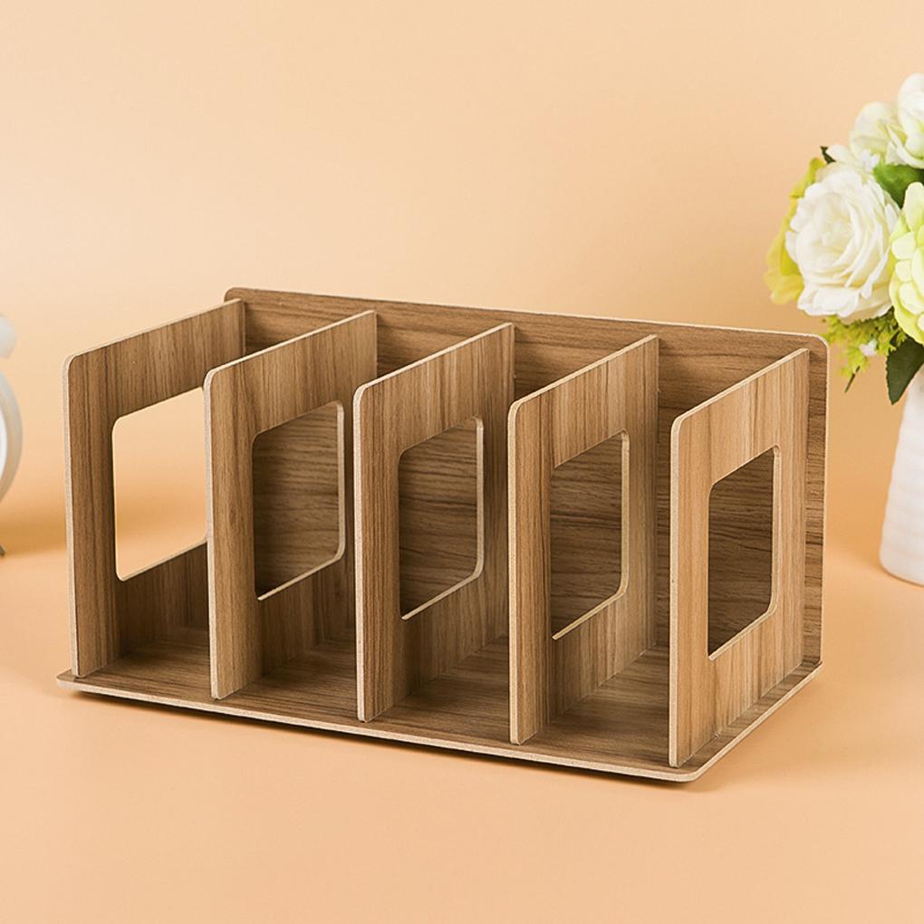 5 Fächer Bücherregal Holz Tisch Desktop Regal ple Stil Informationsbücherregal Ständer Büroorganisation