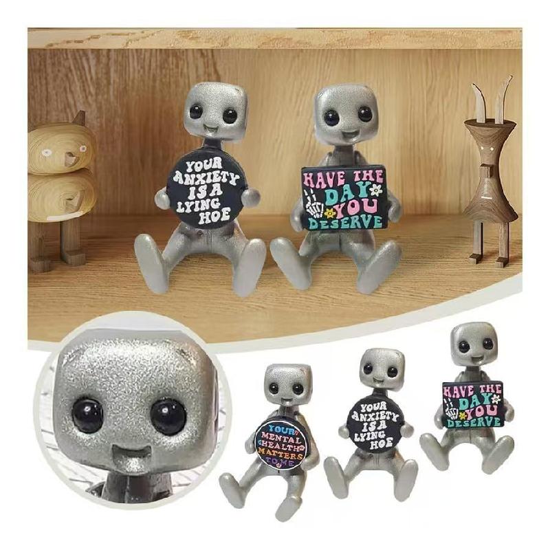 A Type Your Anxiety Is A Lying Hoe Robot Schattig Klein Figuur Mentale Gezondheid Hars Bureau Ornamenten Kinderspeelgoed Cadeaus Robot Figuur
