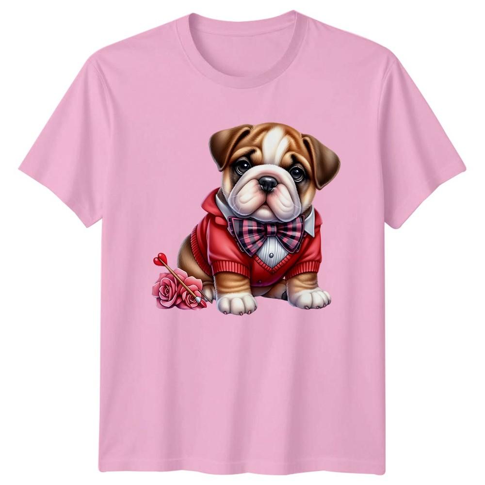 Bulldog Puppy Valentines Day Unisexs TShirt Unisexs Tee Graphic Unisex Top