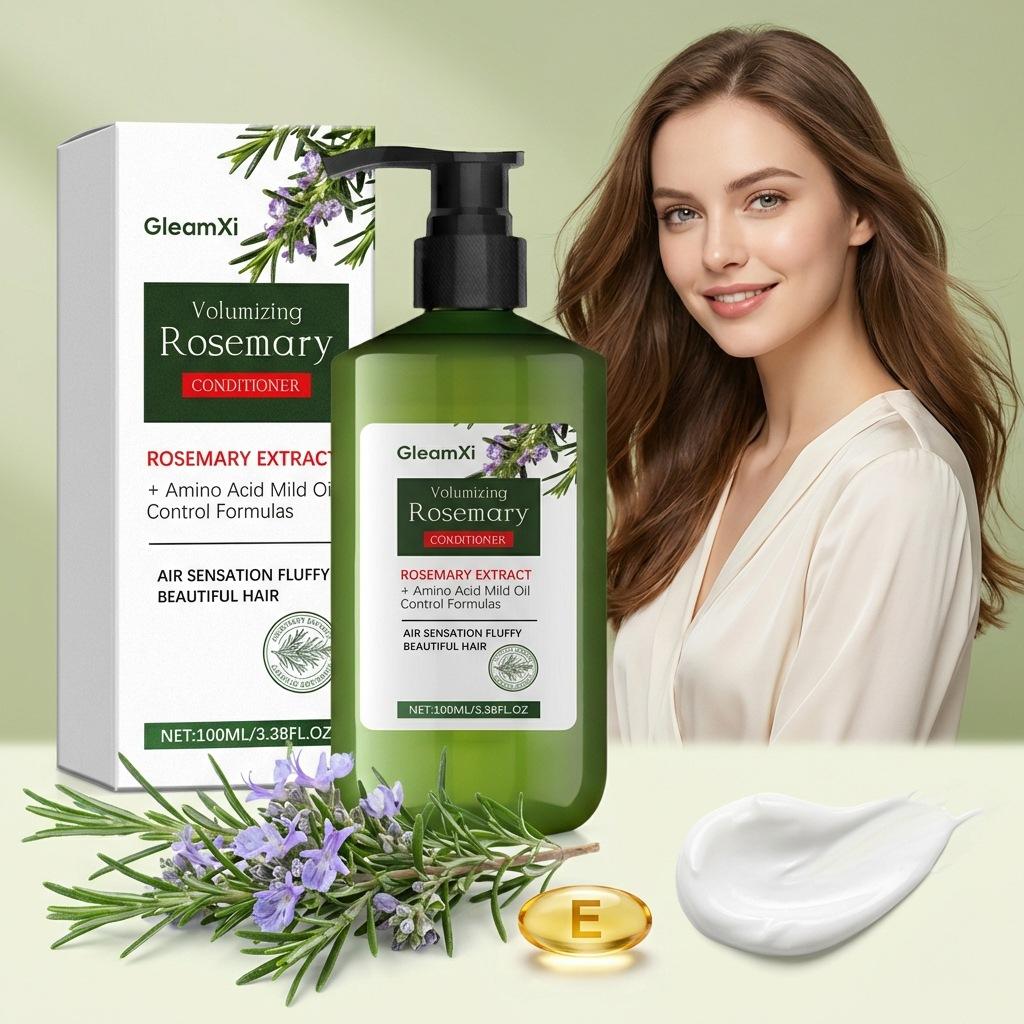 Shampoo / Balsamo Volumizzante al Rosmarino GleamXi, Cura dei Capelli Morbidi con Olio Controllo Aminoacidi, Bagnoschiuma Idratante con Estratto di Rosmarino 100ml