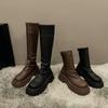 Lange Stiefel Ritter 2025 höhenvergrößernde schlanke Stiefel würziges Mädchen Jurchen lange Stiefel neuer Stil Biskuitkuchen dicke Sohle