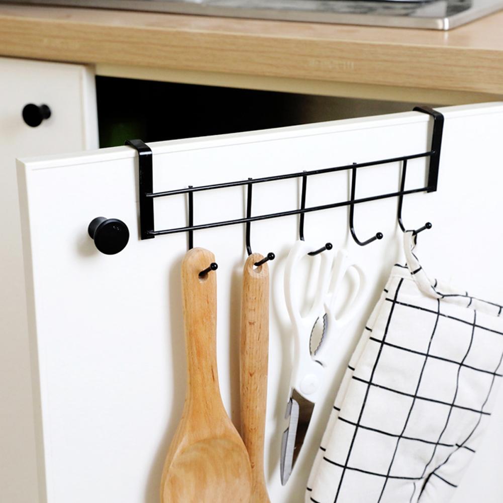 Platzsparender Über-Tür-Hakenhänger mit 5 Haken - Edelstahl Duschtürhaken Organizer für Küche, Zuhause, Büro, Besteck