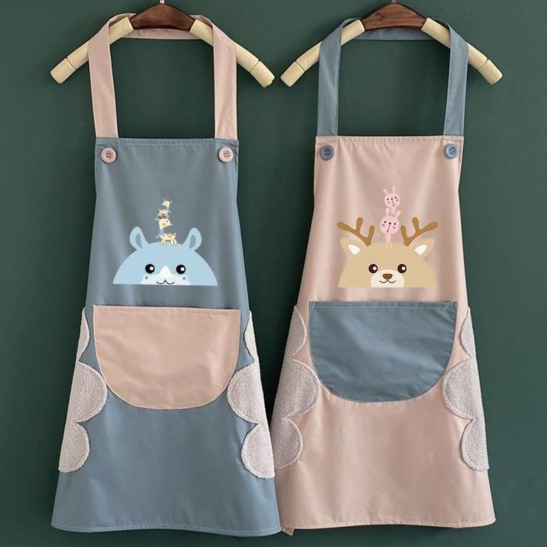 Apron Oil Waterproof Proof Polyester Hand Wipe Function Cookings Sleeveless