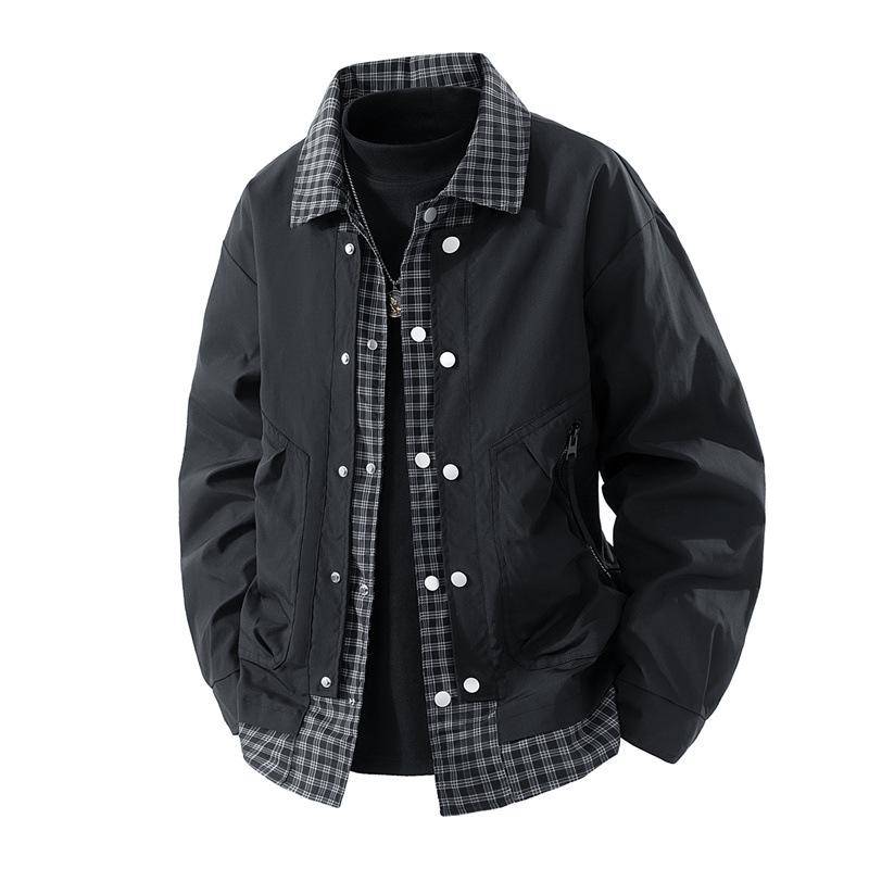 New Fake Two-piece Coat Tide Men's American Lapel Handsome Joker Loose Casual Jacket In Spring and Autumn