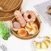 1Pcs Breakfast Bread Food Storage Tray Round Shape Plastic Rattan Threads Basket