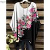 Camiseta Floral Bohemia para Mujer - Elegante Diseño Retro con Vibrante Patrón de Rosas y Hojas Casual Cuello Redondo Lavable a Máquina