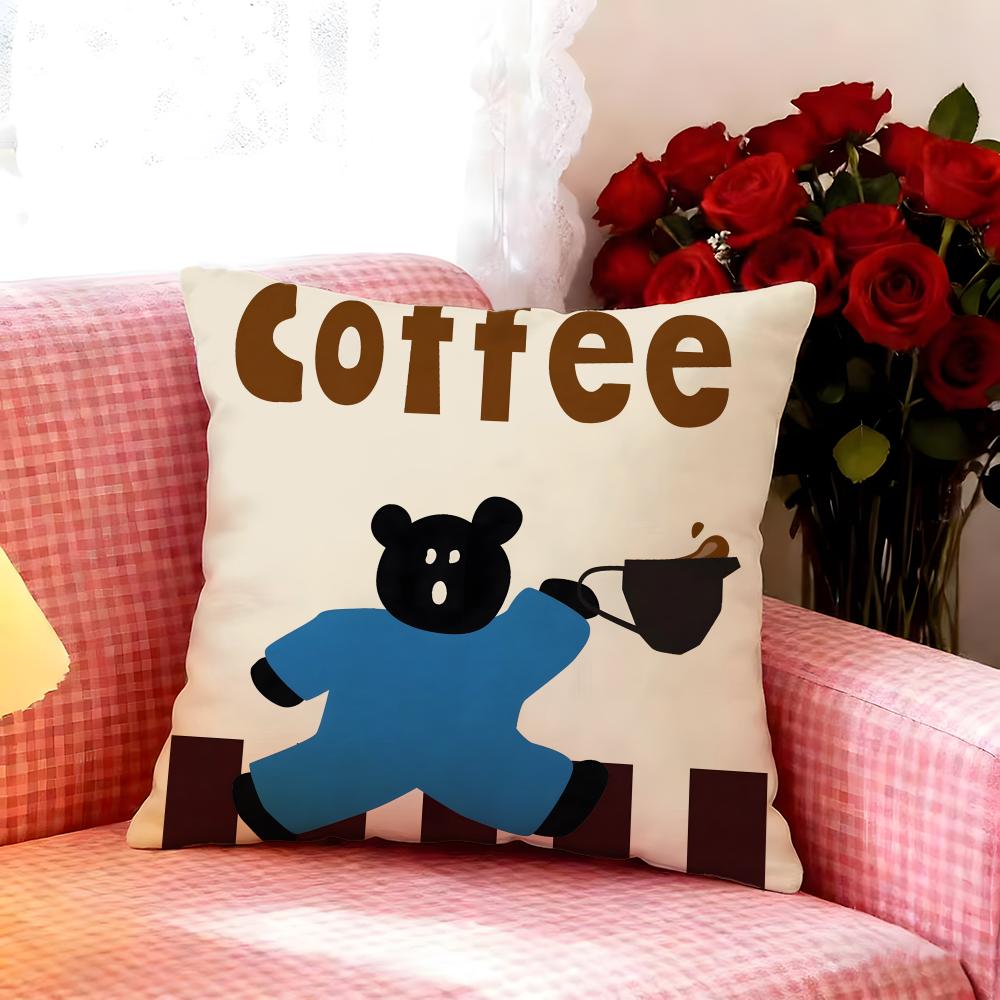 Warm Creative Coffee Illustration Cushion Cover Premium Soft Pillowcase SkinFriendly MultiPurpose for Home Office Travel