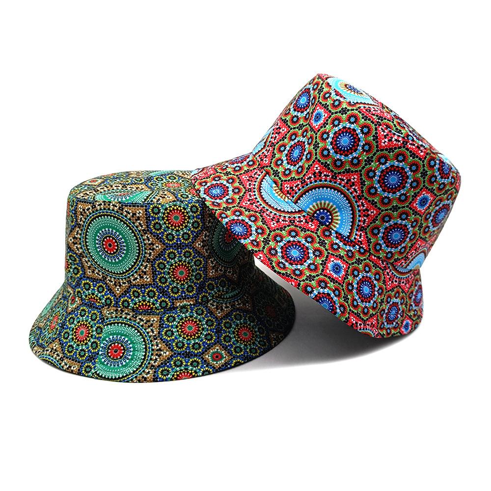 Retro Pattern Bucket Hats for Women Men Summer Outdoor Travel Sunscreen Reversible Fisherman Hat Female Decorate Panama Hip Hop