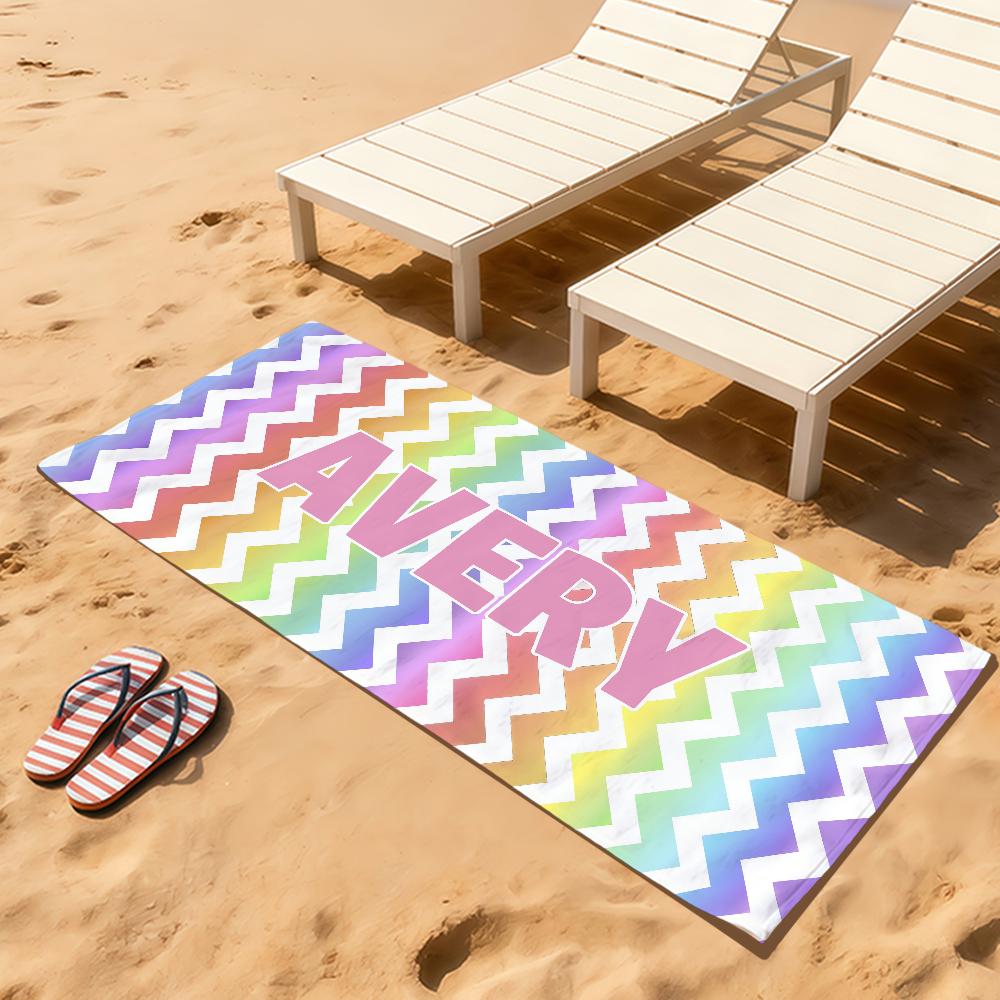 Onda Colorida arte Meninas Toalha macia Personalizada impressa Toalhas de Praia Viagem natação Férias de Verão Férias banho Piscina Acampamento Presente