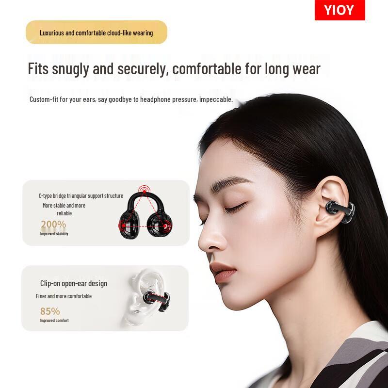 YIOY S2S Clip-On Open-Ear Sports Bluetooth Earbuds