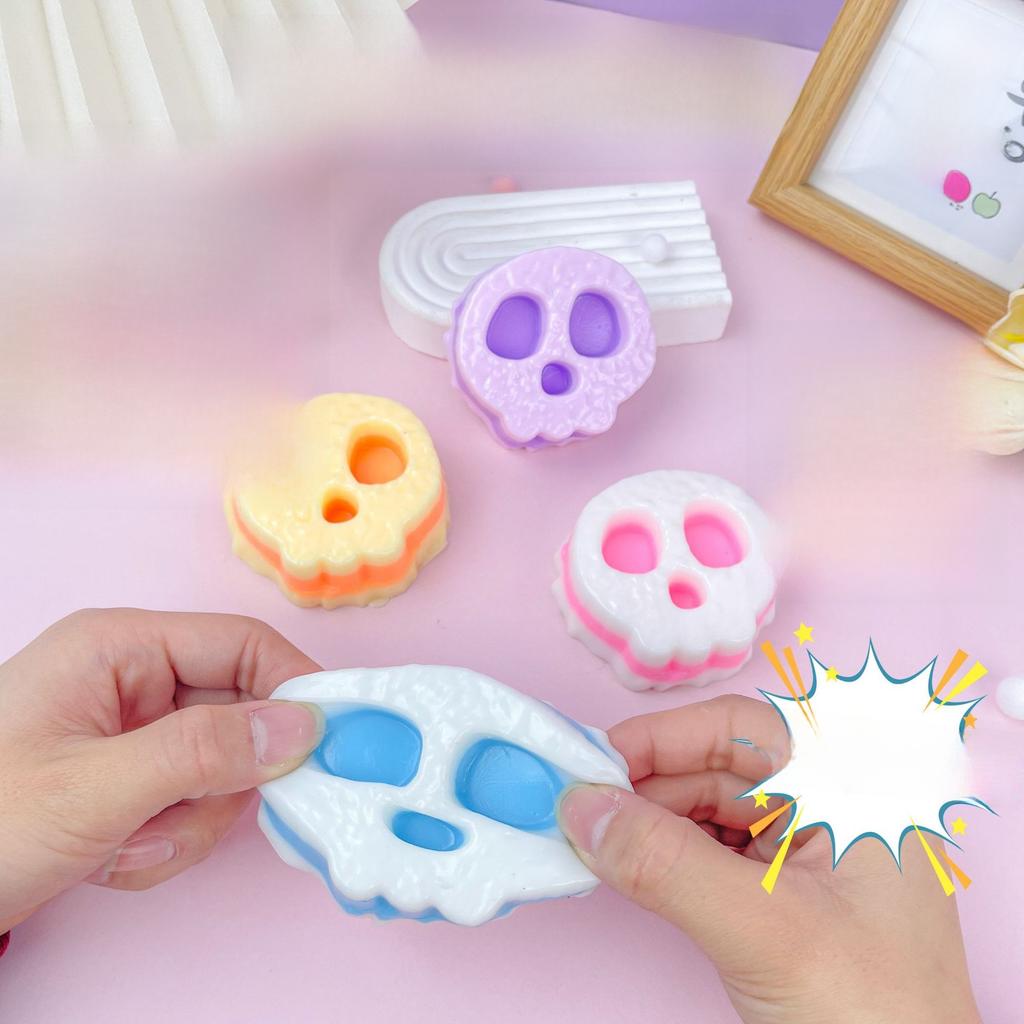 Taba Squishy kawaii Hexoween Gift  Funny Cartoon Skull Three Layers Thick Biscuit Fidgeting Kids Toys Adult Funny Holiday Gifts