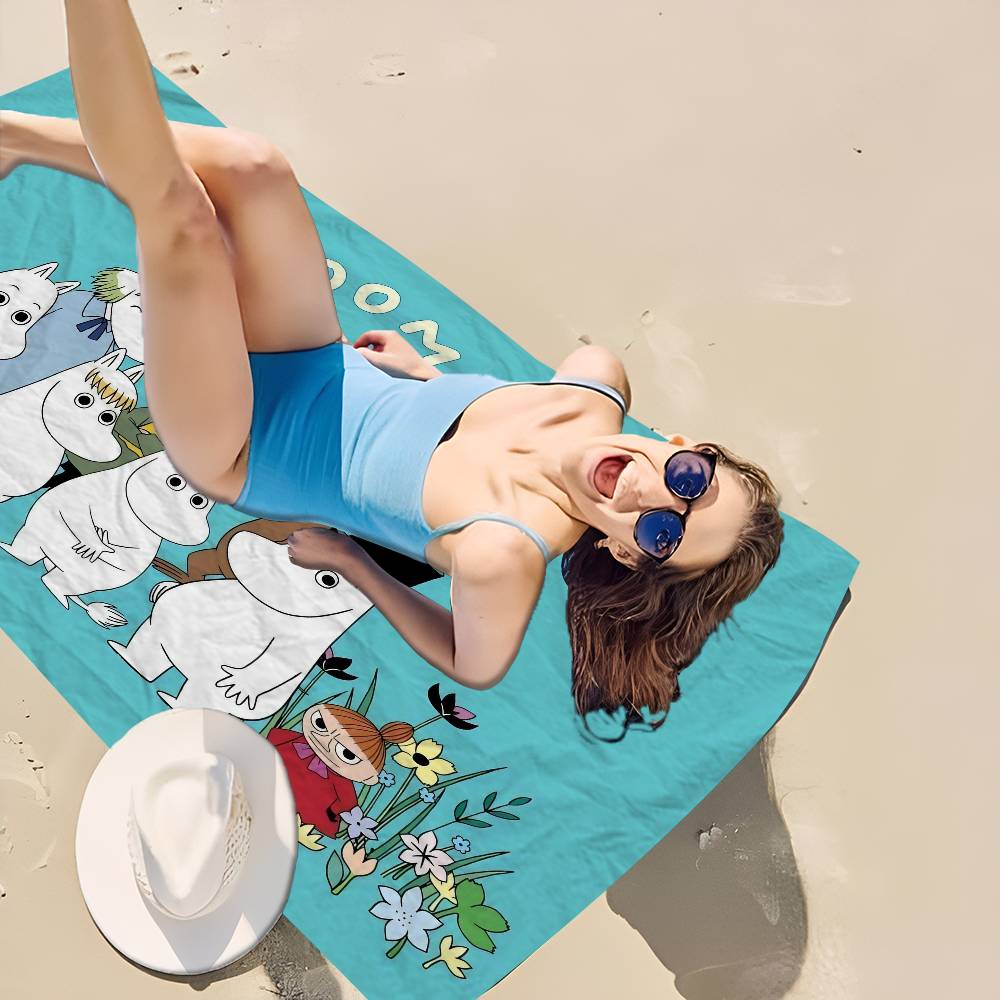 Cute M-Moomins Microfiber Printed Beach Towel Mountain Climbing Yoga Beach Swimming Running Absorbent Soft Towel