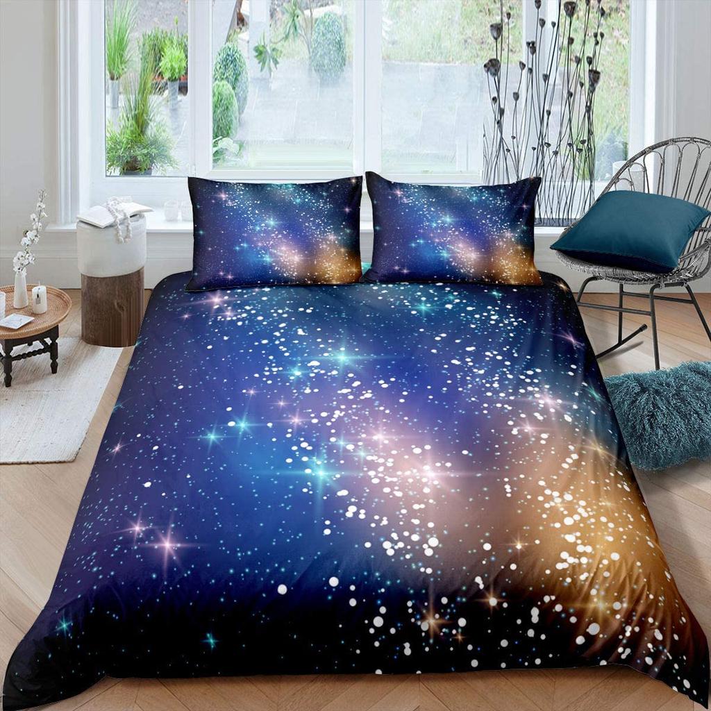 Comforter Starry Sky Love Heart Shape Pattern Polyester King Queen Full Size For Kids Boys Girls Bedding Set