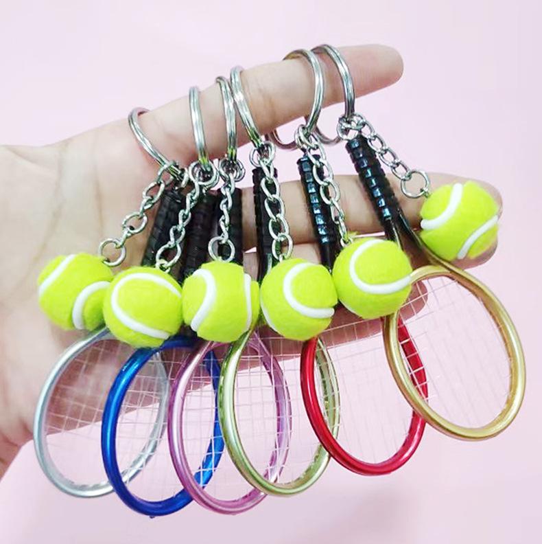Creative Fashionable Tennis Racket Keychain: New Year Horse Souvenir & Bag Charm Pendant