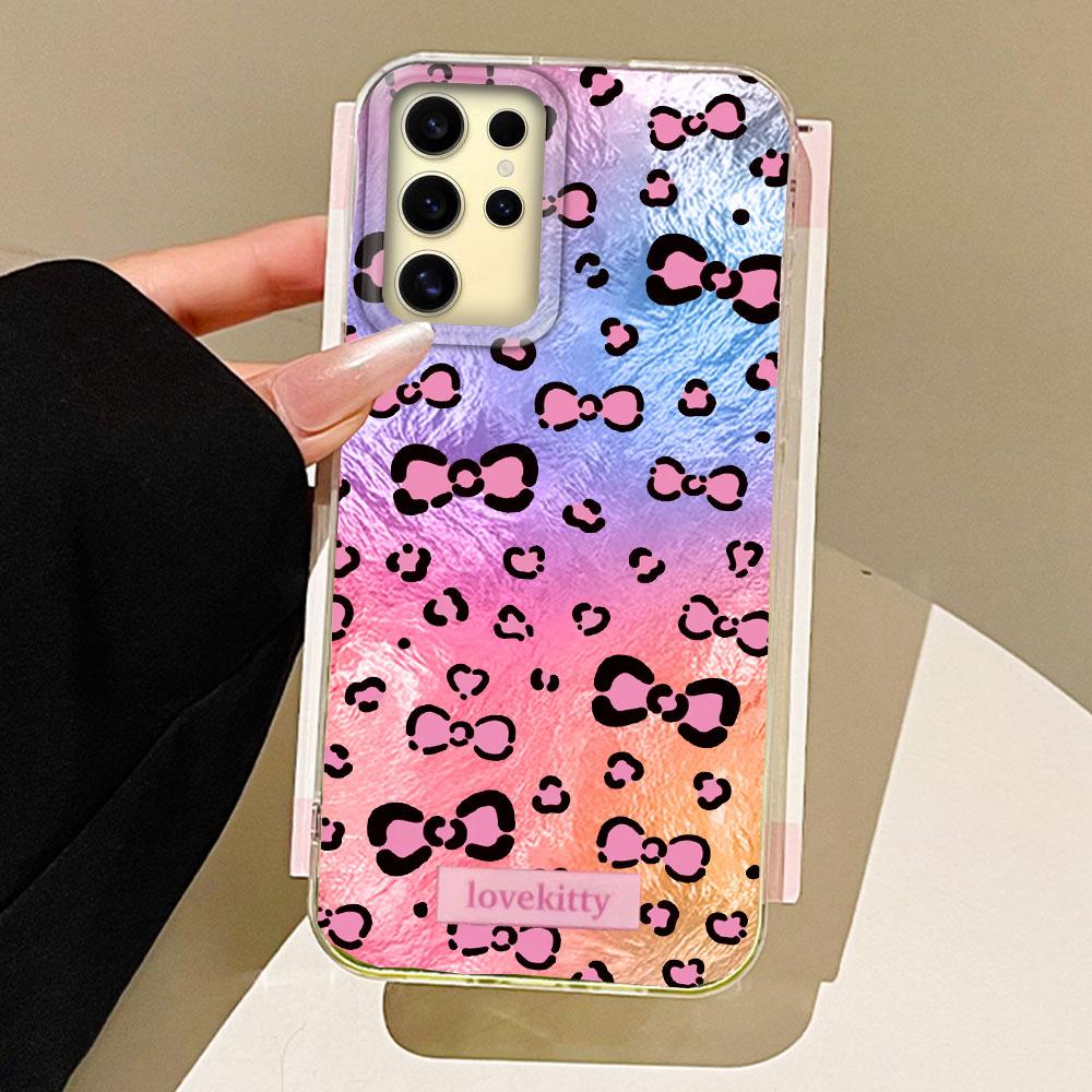 Retro Pink Leopard Glacier Texture Phone Case for Samsung Galaxy S25 S24 S23 S22 S21 FE Plus Ultra Shell Silicone Back TPU Cover
