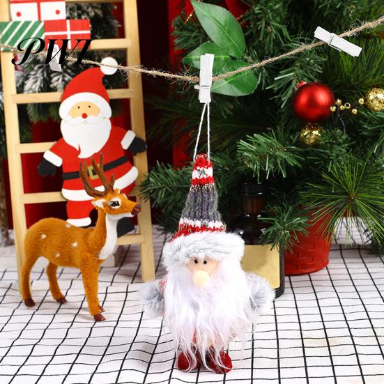 Handmade Christmas Ornaments Plush Doll Hanging Ornament Mini Colorful Cloth Santa Claus Snowman Deer Festive Atmosphere Decorations Foam Plushies