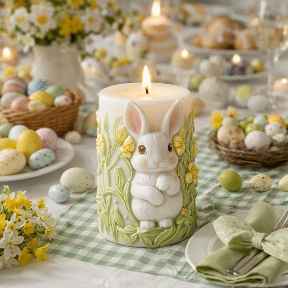 Cartoon Rabbit Candle Mold Non-Stick Gypsum Mold Cute Easter Candle Mold Easter Decoration