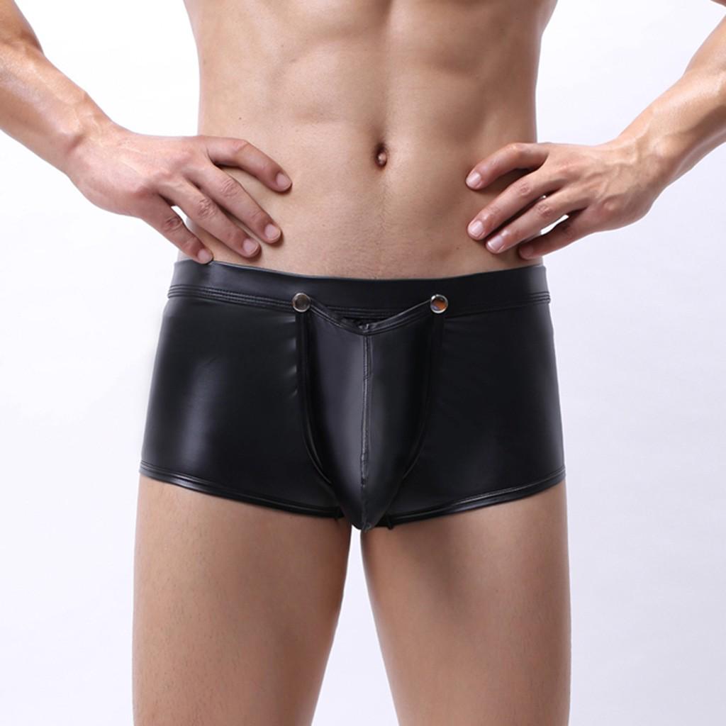 Nineteen Eq Herrenmode Herren Sexy Niedrige Taille Öffnung Kunstleder Unterwäsche Bequeme Unterwäsche