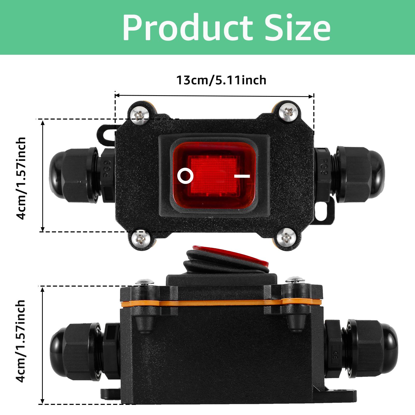 

30A 220V Вбудований шнуровий вимикач Водонепроникний тумблер Пуск Стоп з червоною світлодіодною кнопкою Зовнішній Високопотужний пристрій Вимикач Вкл/Викл 30A 220V&1PC