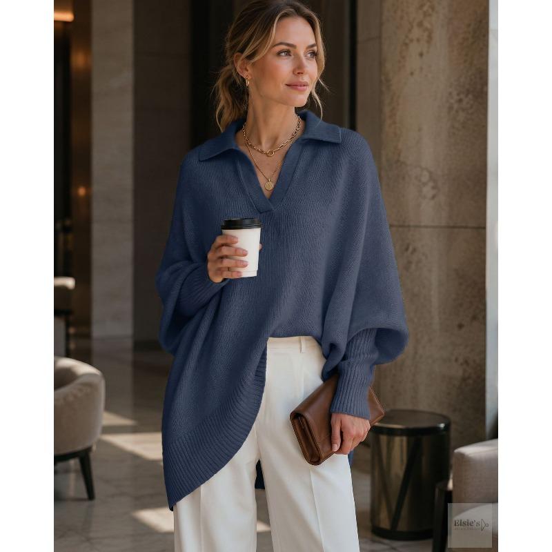 Autumn and winter crew neck pullover knitted sweater women's loose lazy style solid color women's sweater
