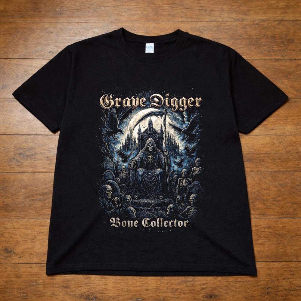 Grave Digger Bone Collector T Shirt Heavy Metal Reaper Skull Tee Adults Kids Bla 2XL